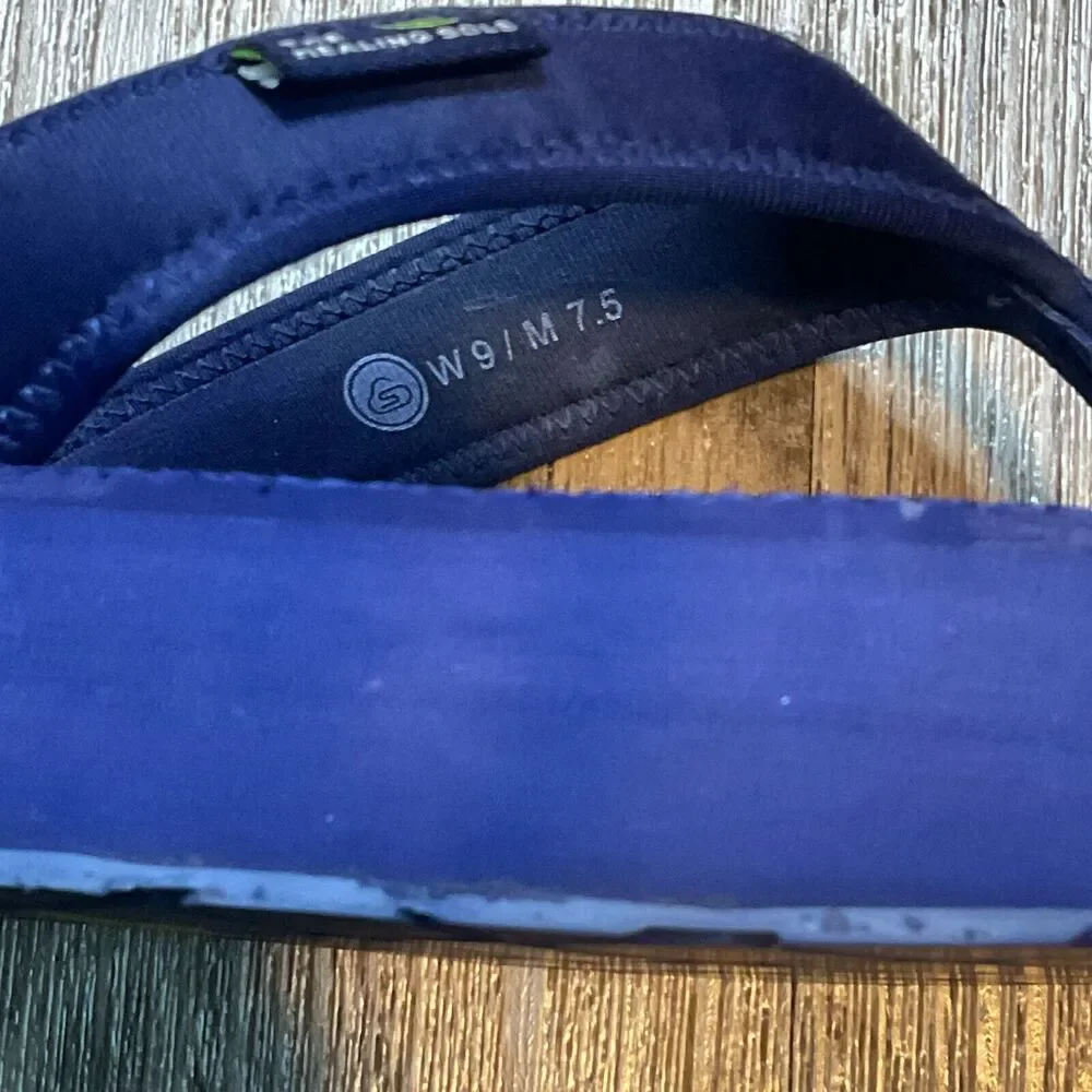 The Healing Sole Original‎ 2.0 Flip Flop Women's Size 9 Mens 7.5 Navy